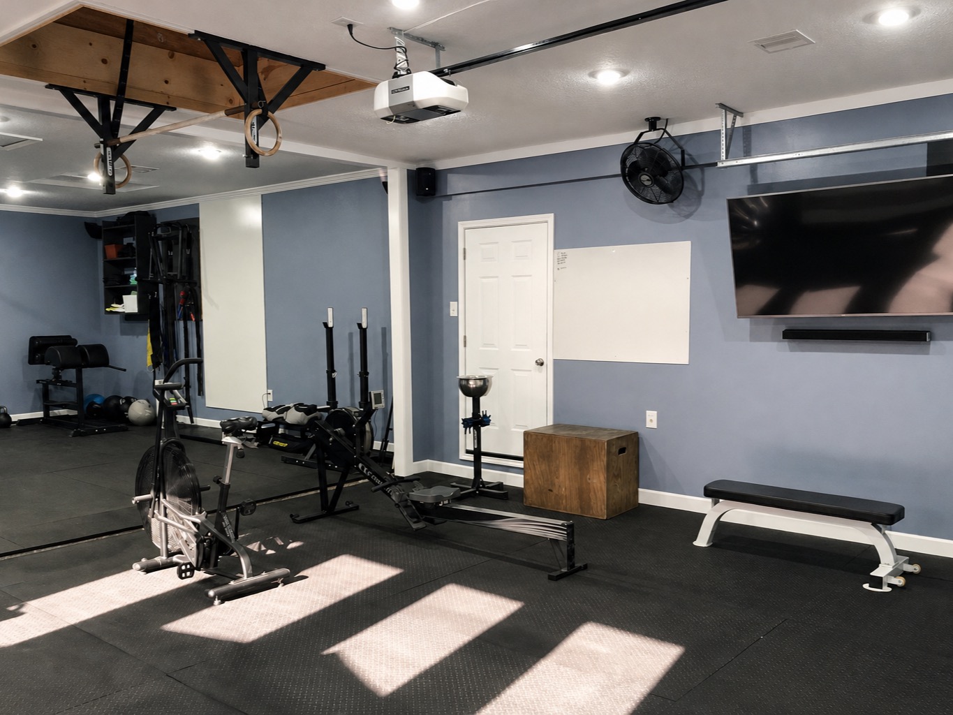 Rower, assault bike, GHD and bench